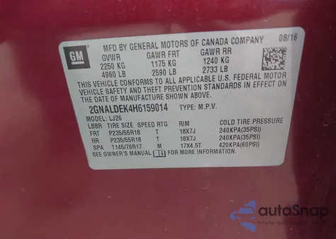 2017 Chevrolet Equinox Premier from USA, damaged, VIN 2GNALDEK4H6159014